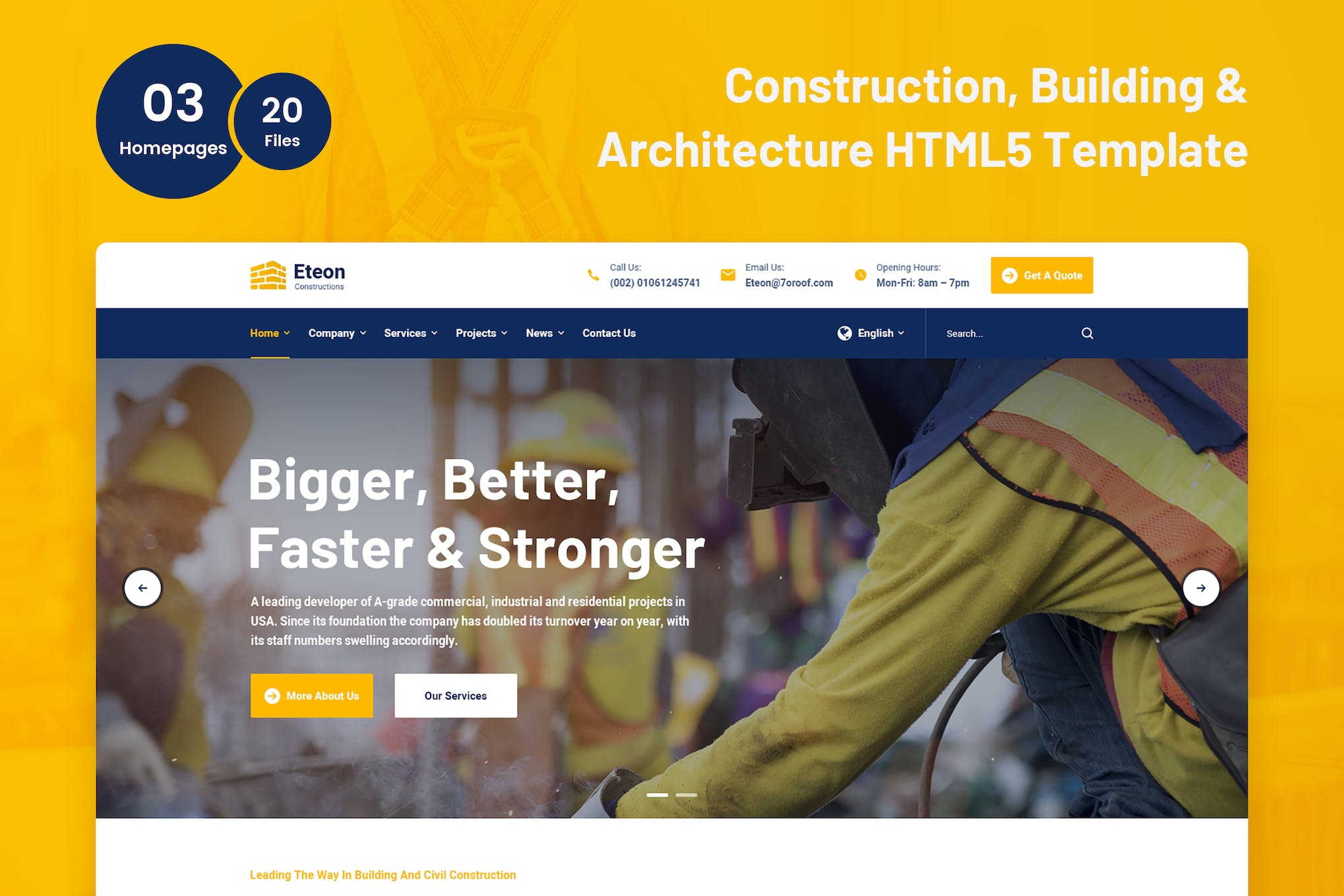 Eteon - Construction and Building HTML Template