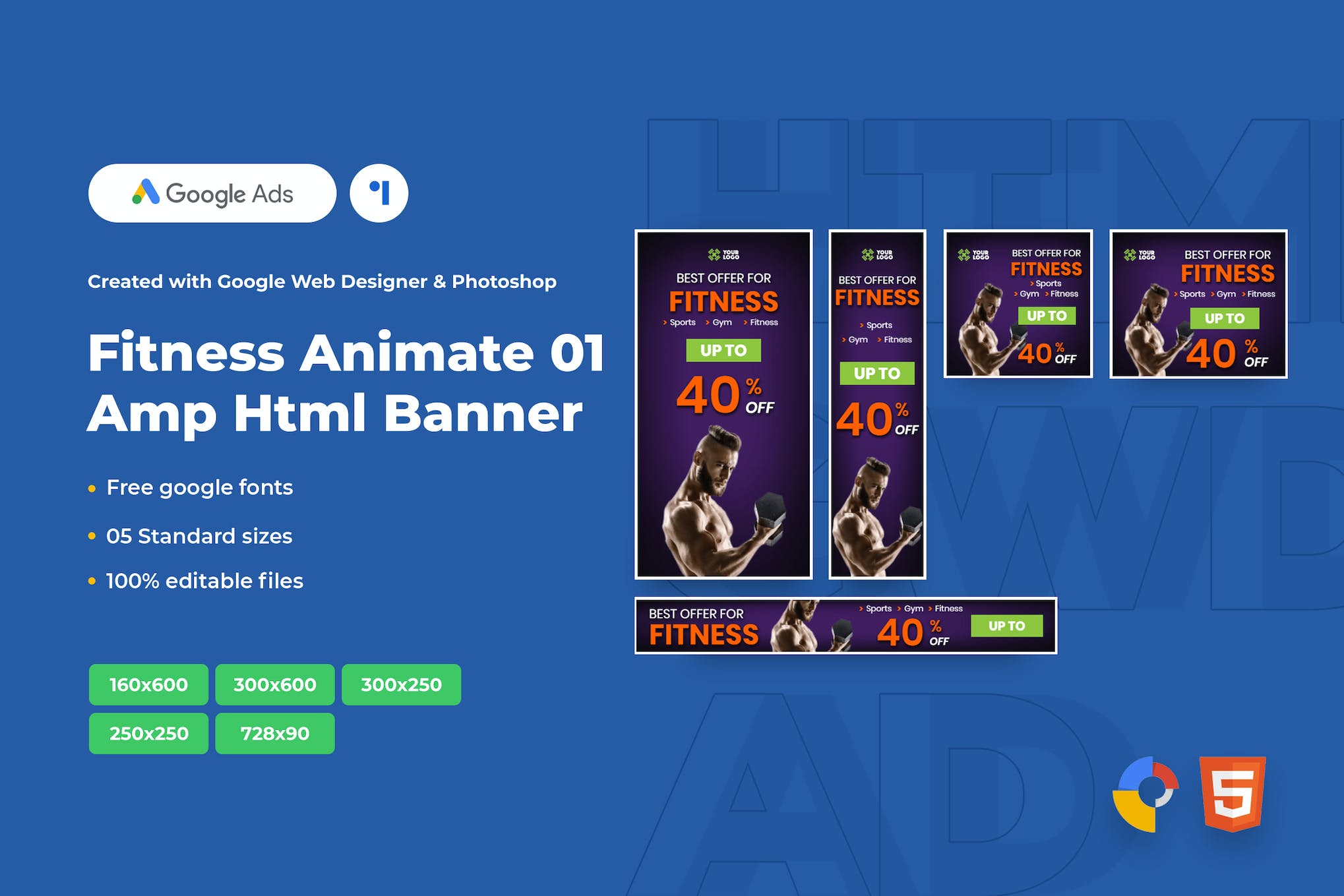 Fitness Animate Ads Template AMPHTML Banners
