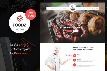 Foodz- Restaurant, Spa and Salon Joomla Template