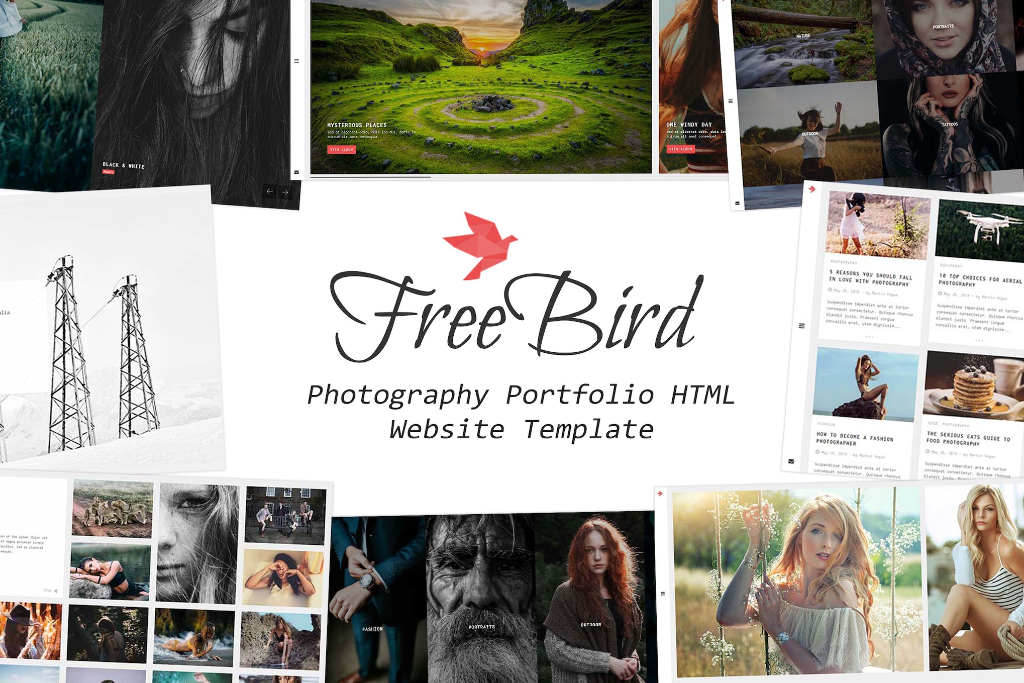 FreeBird Photography Portfolio site Template Download for Wordpress