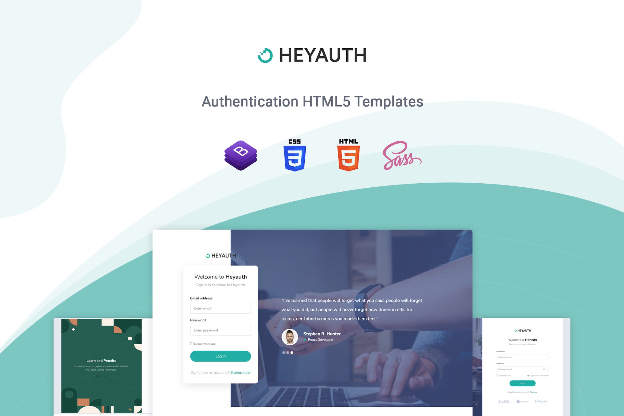 Heyauth - Authentication HTML Pages Template- Download for Wordpress
