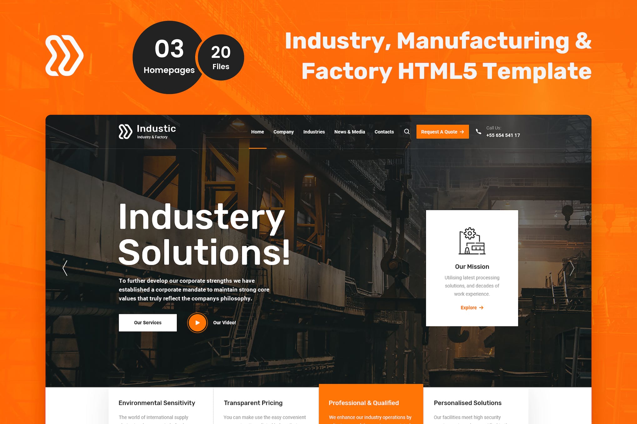Industic Factory and Manufacturing HTML Template