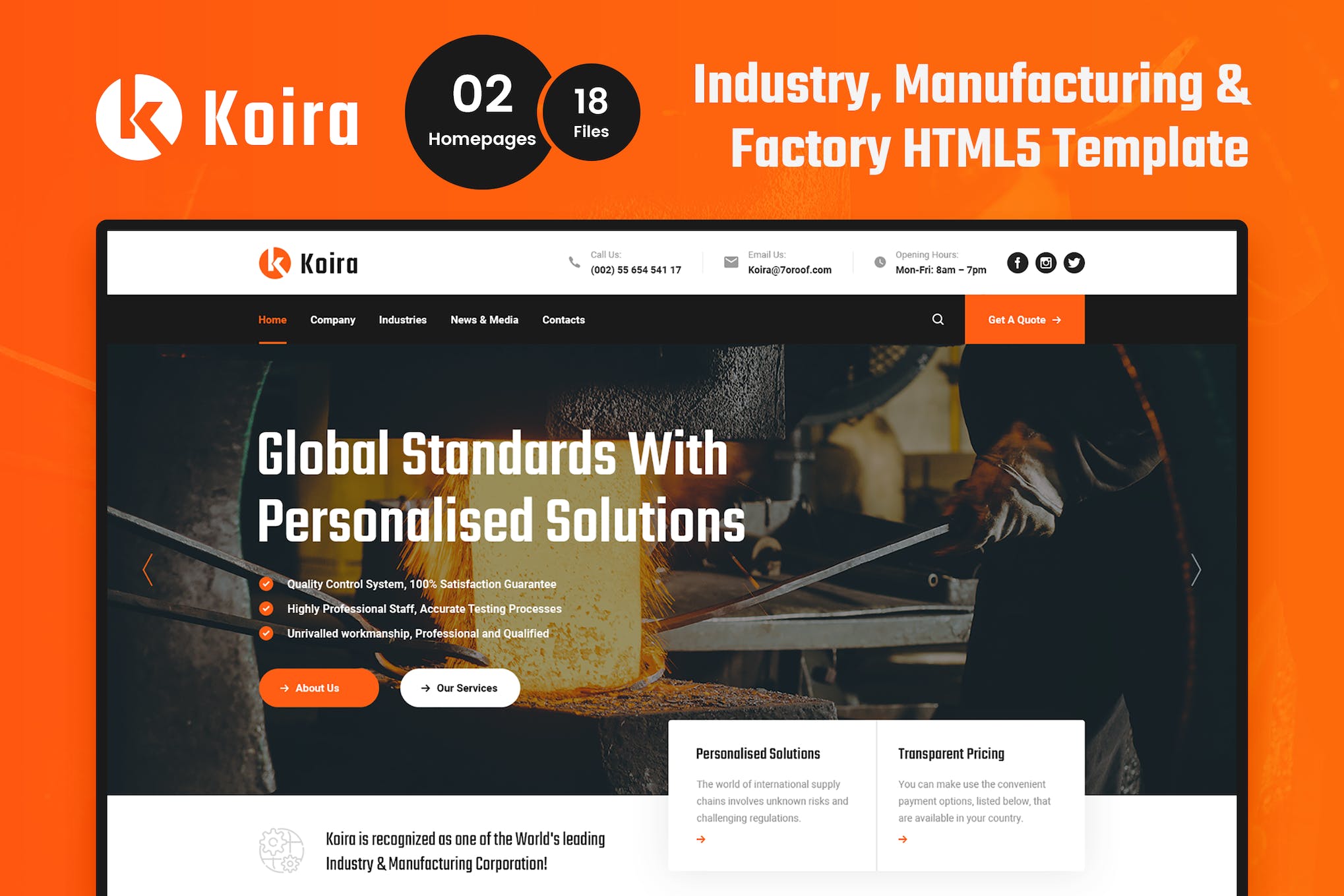 Koira - Industry and Manufacturing HTML Template