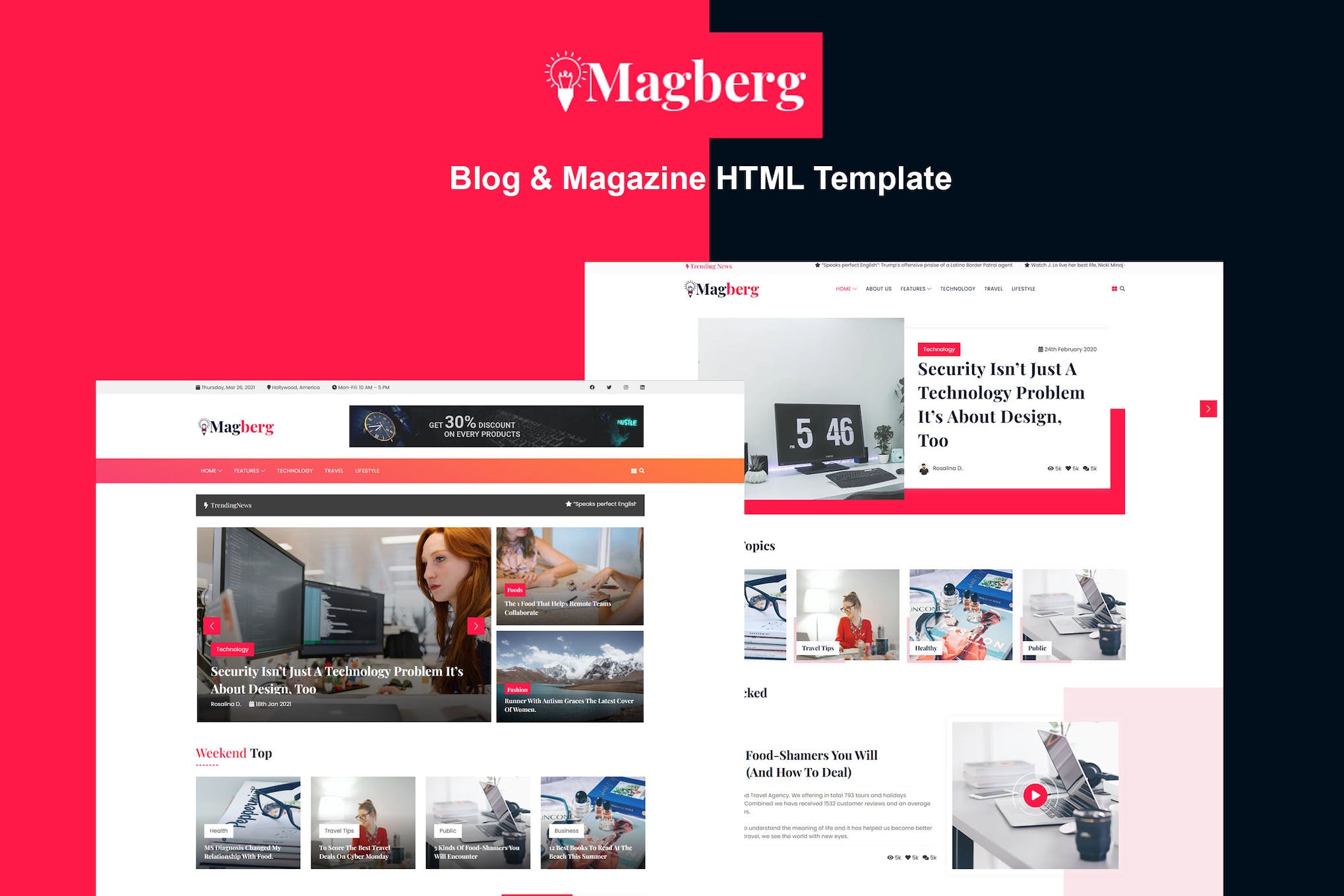 Magberg - Blog & Magazine HTML Template- Download for Wordpress