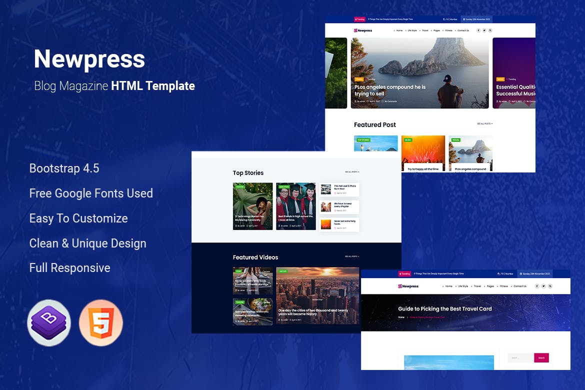 Newpress - Blog Magazine HTML Template- Download for Wordpress