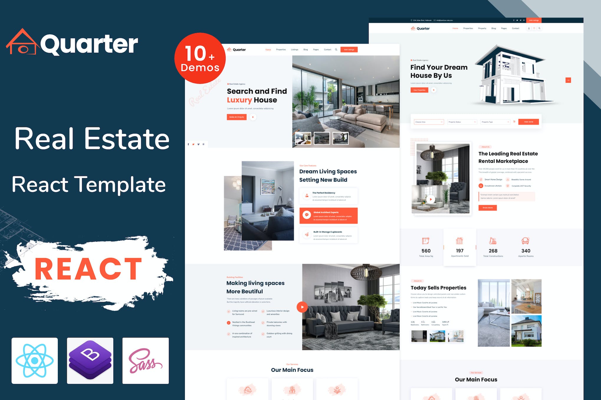 Quarter Real Estate React Template Download for Wordpress