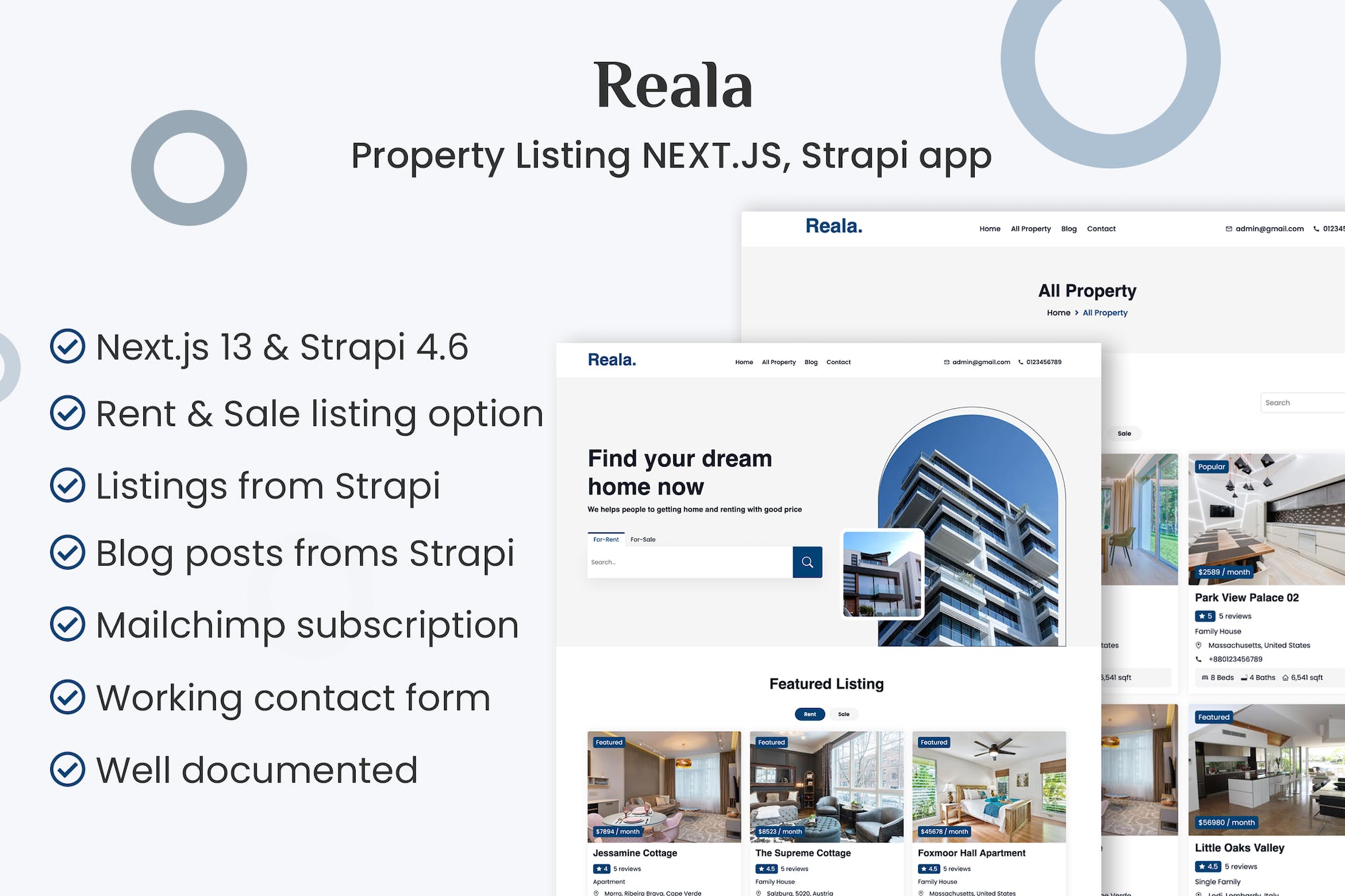 Reala - Property Listing NEXTJS, Strapi app