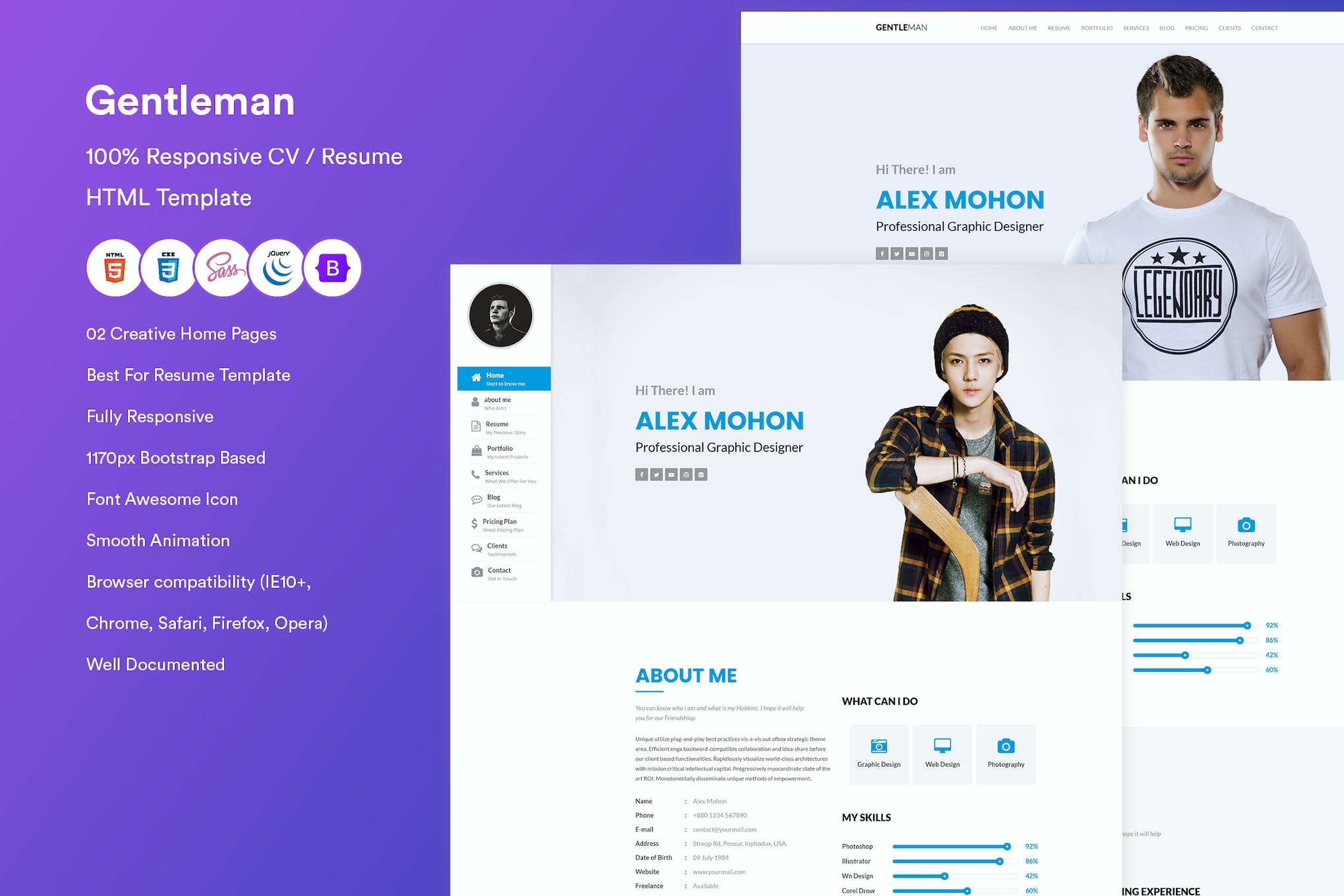 Responsive CV / Resume HTML Template- Download for Wordpress