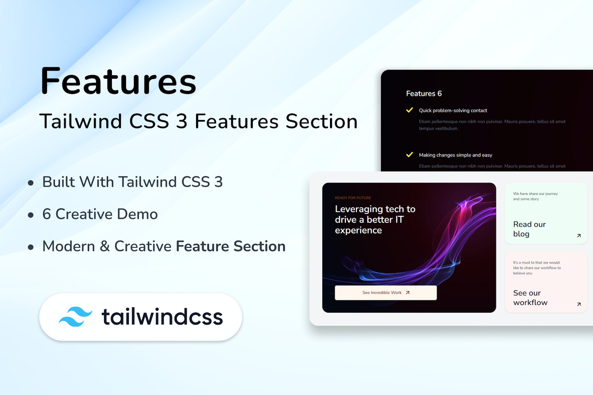 Web Templates Tailwind Features HTML Section- Download for Wordpress