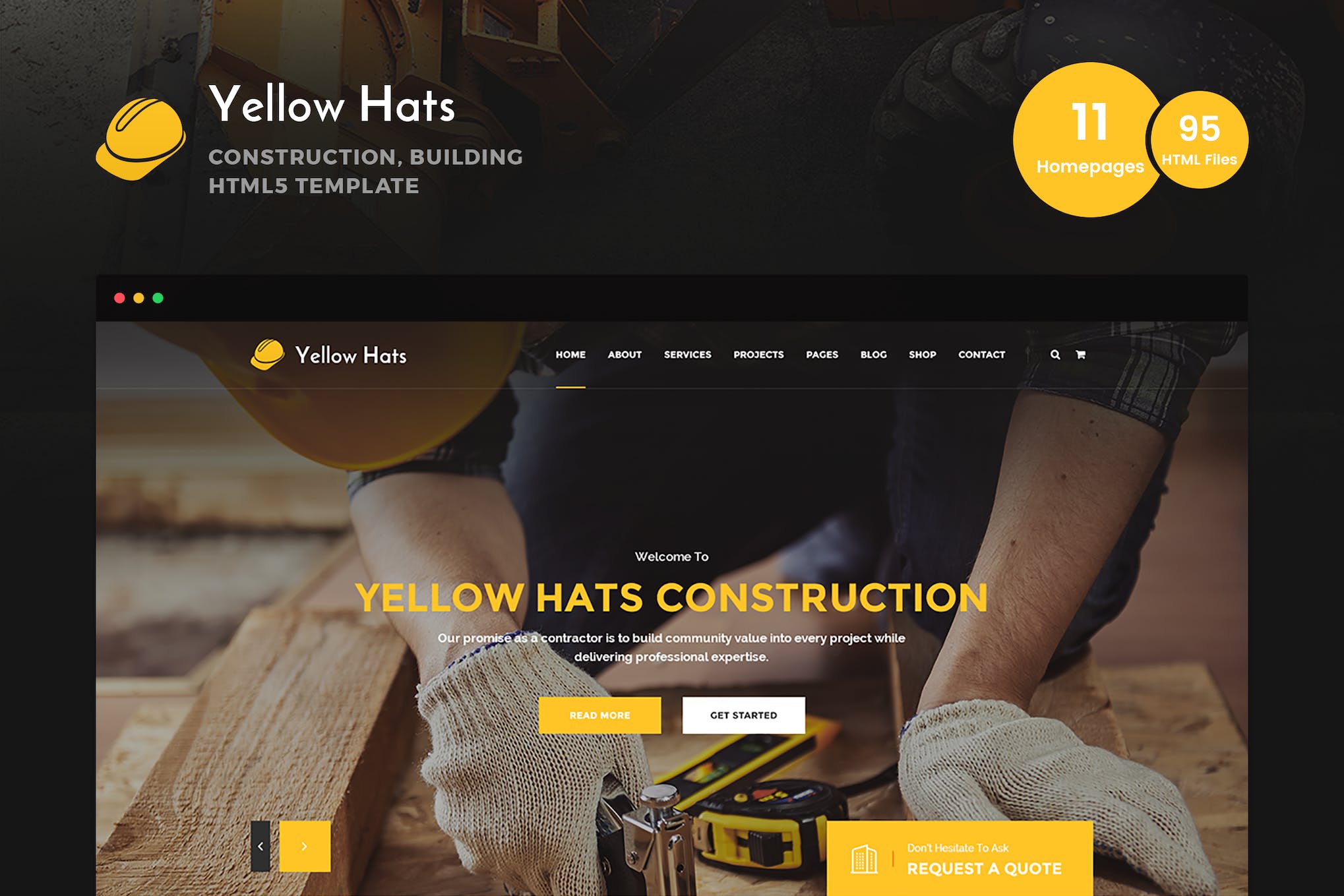 Yellow Hats - Construction HTML Template