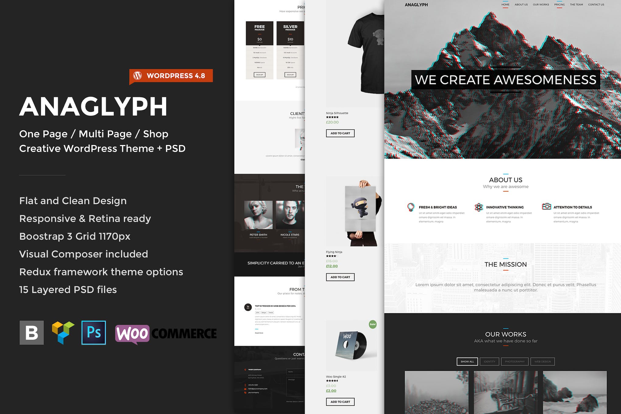 Anaglyph- One page / Multipage 4.1 WordPress Theme