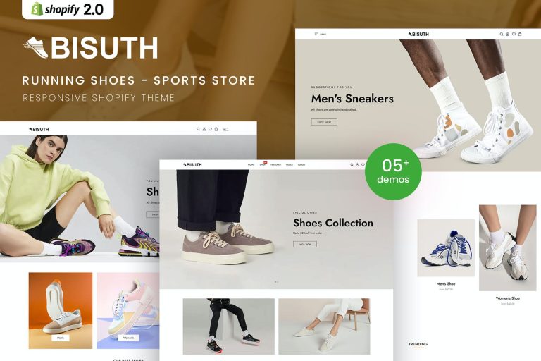 Bisuth – Running Shoes, Sports Shoes Shopify Theme