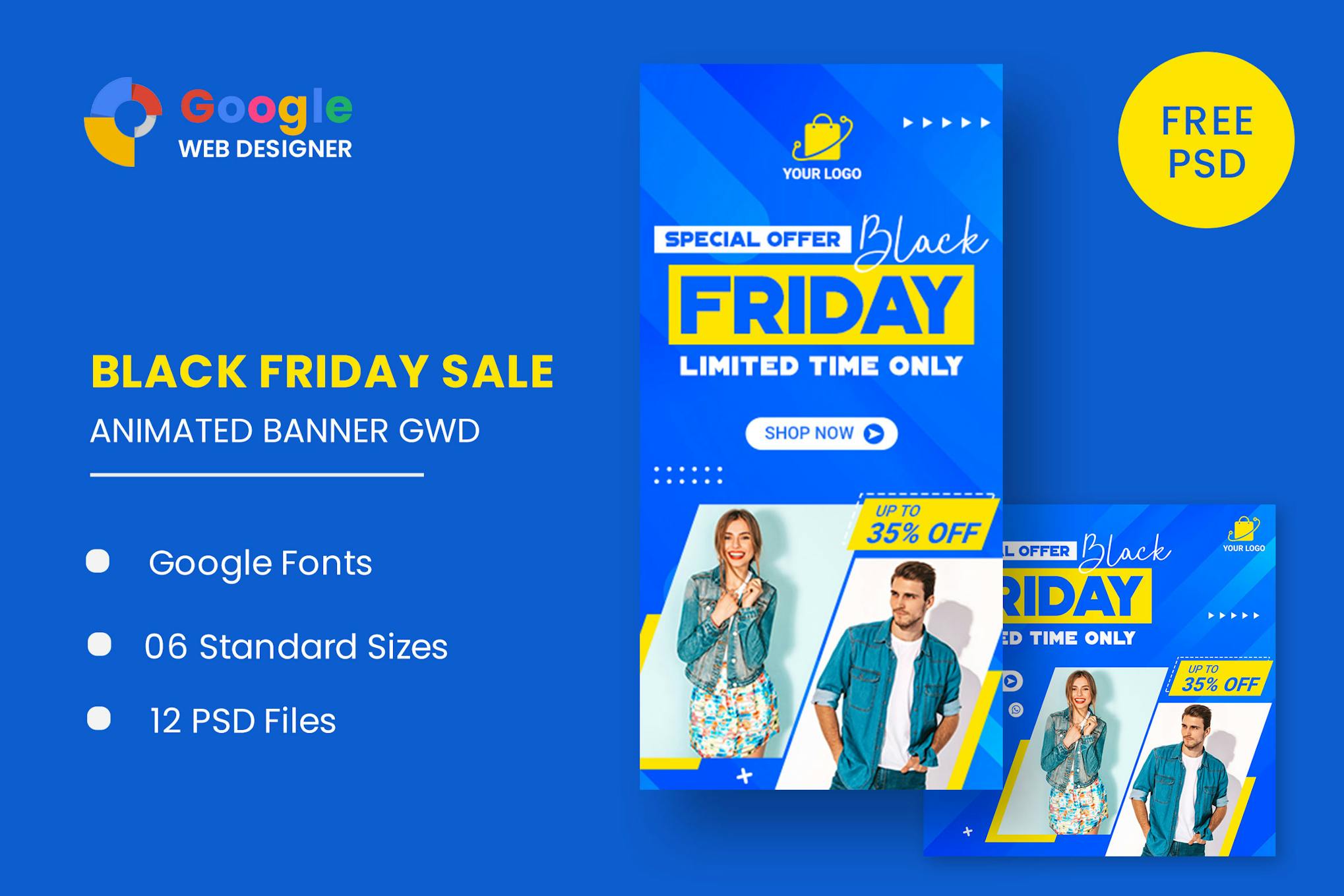 Black Friday Fashion Sale HTML Banner Ads GWD