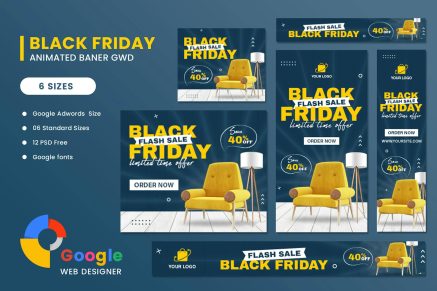 Black Friday Sale Furniture HTML Banner Ads GWD