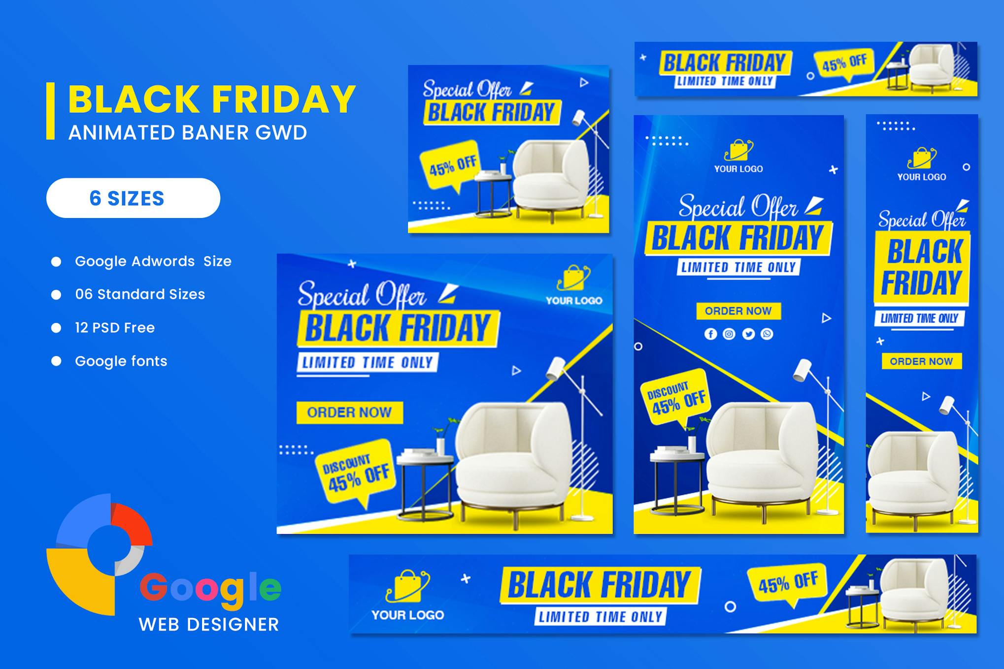 Black Friday Sofa HTML Banner Ads GWD