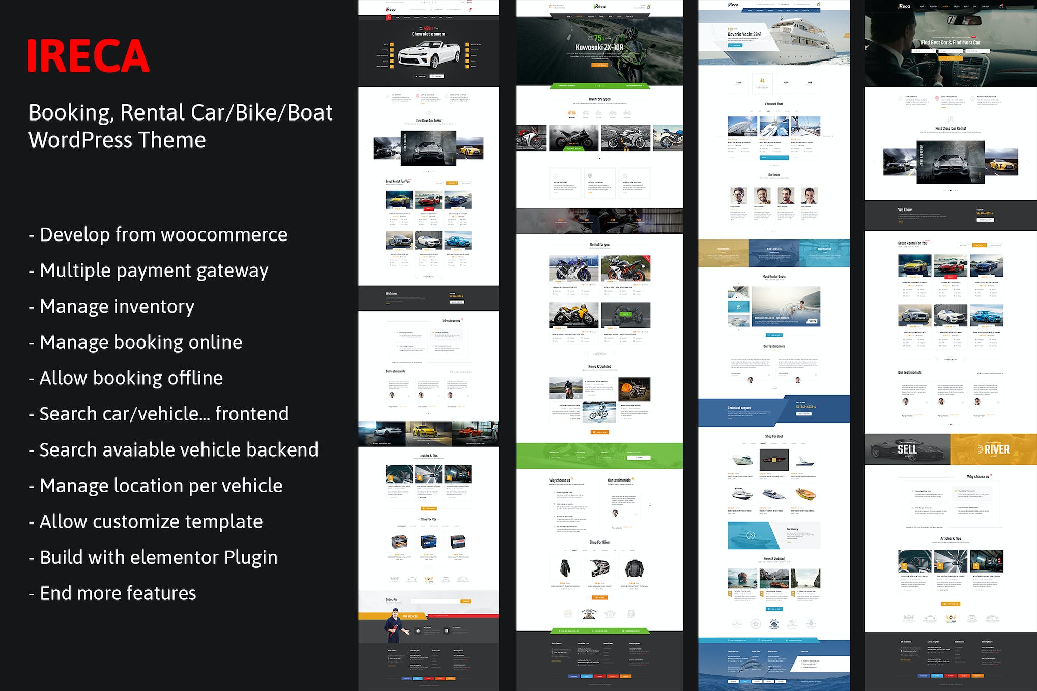 Car, Boat, Bike Booking Rental- Ireca 1.8.5 WordPress Theme