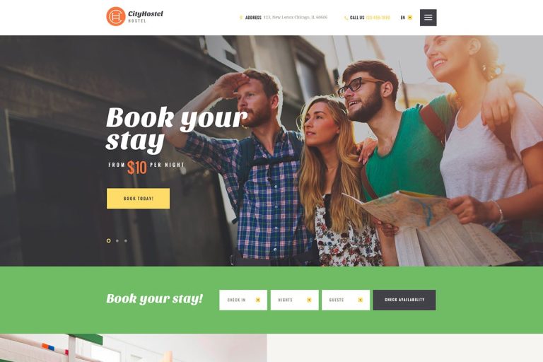 City Hostel – A Travel & Hotel Booking WordPress Theme