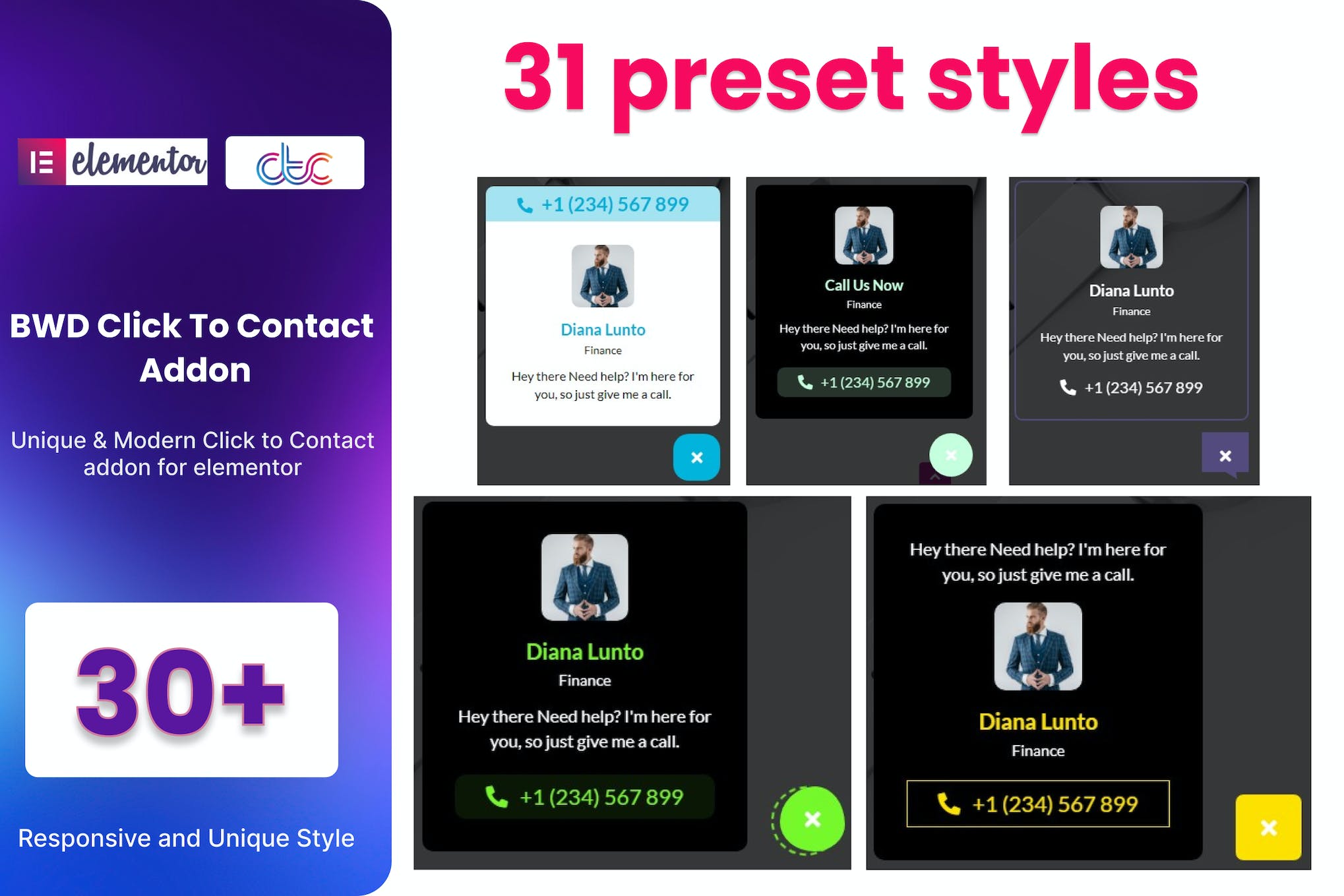 Click To Contact Addon For Elementor 1.0