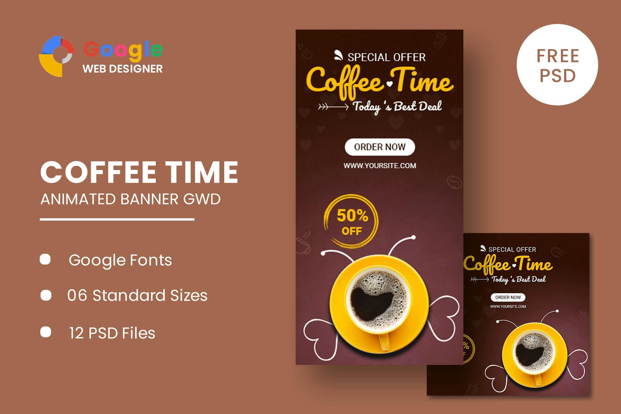 Coffee Animated Banner Google Web Designer