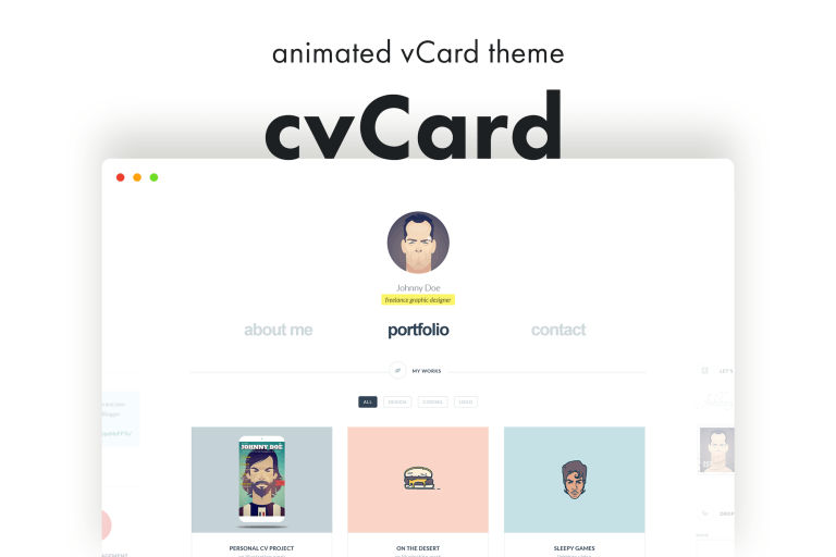 cvCard – Animated vCard & Resume WordPress Theme