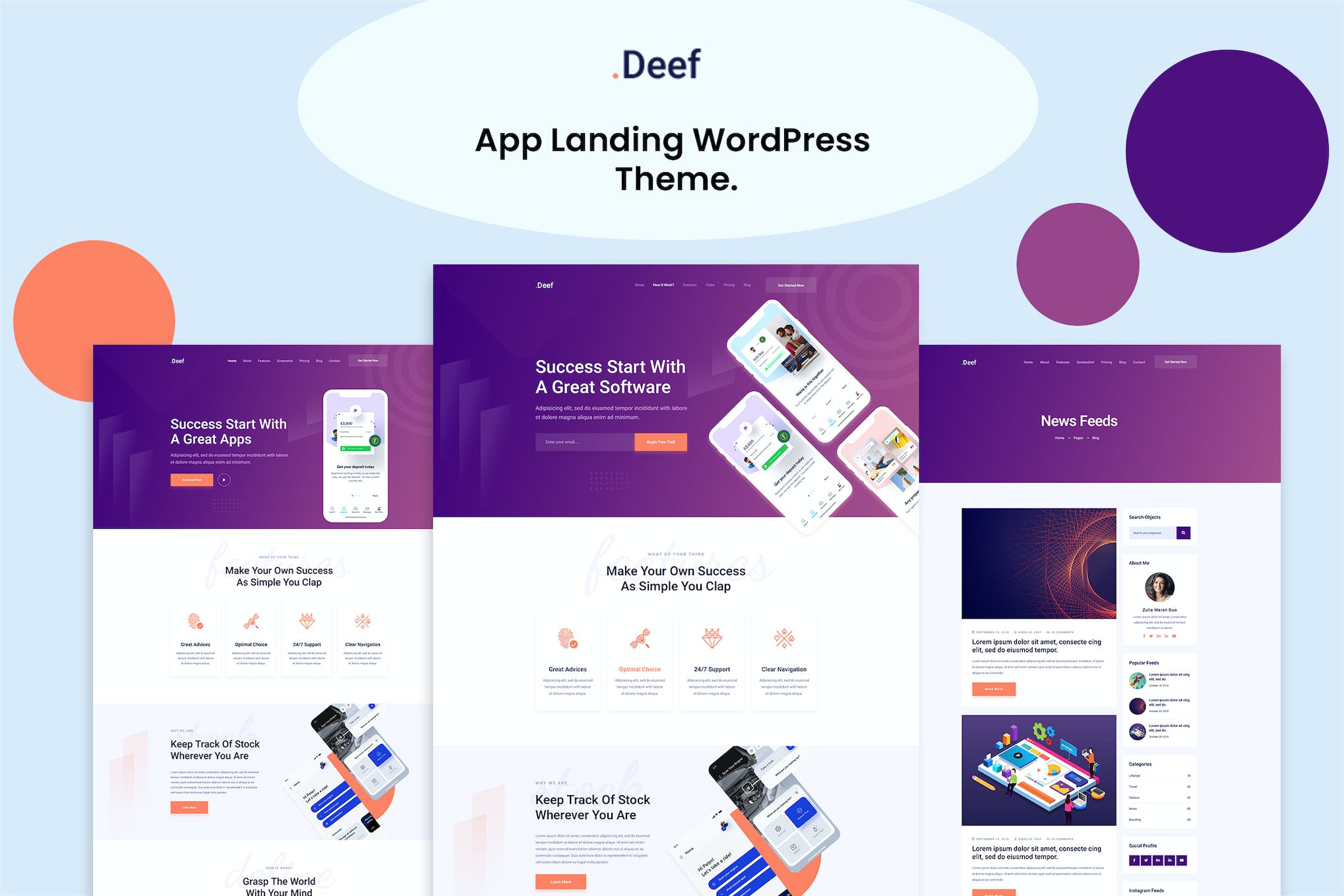 Deef- App Landing 1.1 WordPress Theme