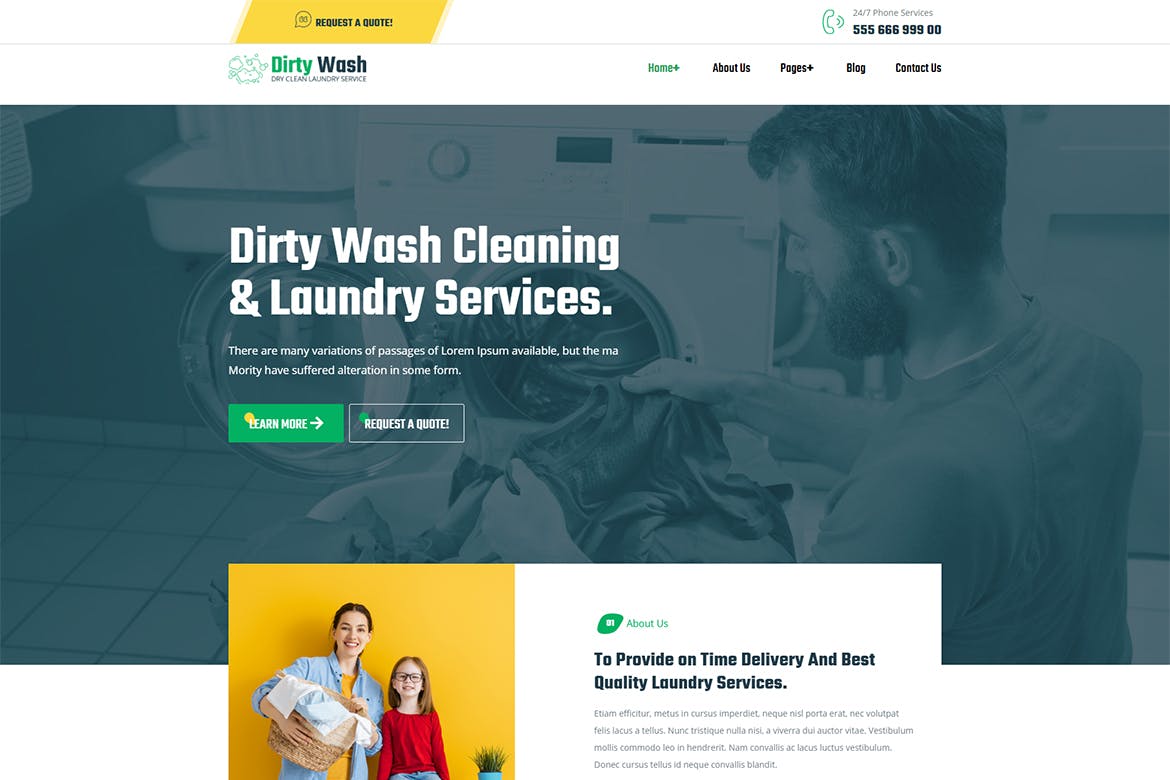 DirtyWash- Laundry Service 1.0.6 WordPress Theme