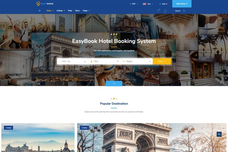 EasyBook – Hotel & Tour Booking WordPress Theme