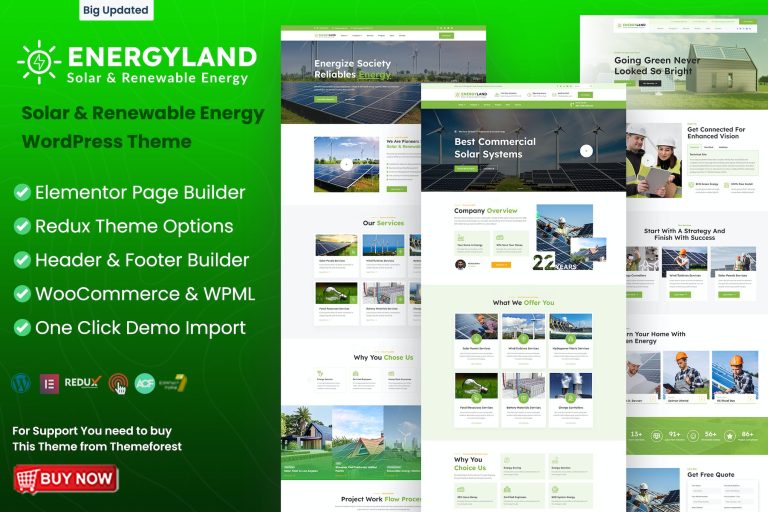 Energyland – Solar & Renewable Energy WP Theme
