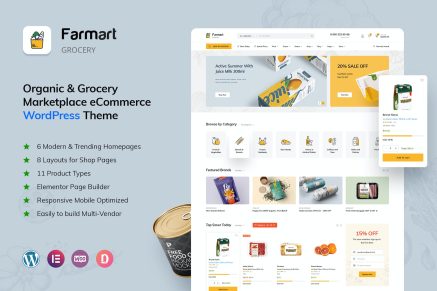 Farmart - Organic & Grocery Marketplace 1.3.6 WordPress Theme