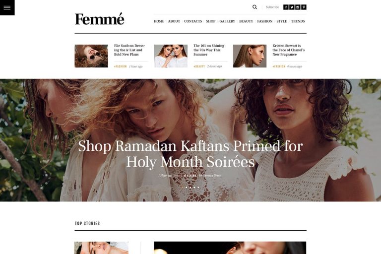 Femme – Online Magazine & Fashion Blog WordPress Theme