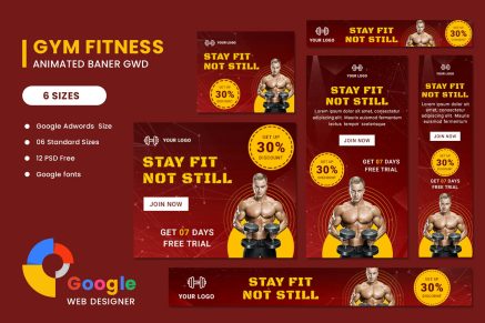 Fitness Google Adwords HTML Banner Ads GWD