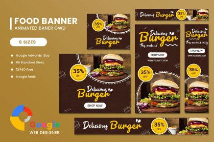 Food Google Adwords HTML5 Banner Ads GWD