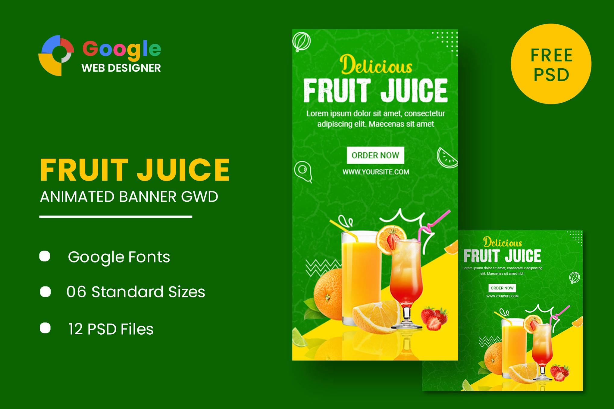 Fruit Juice Animated Banner Google Web Designer
