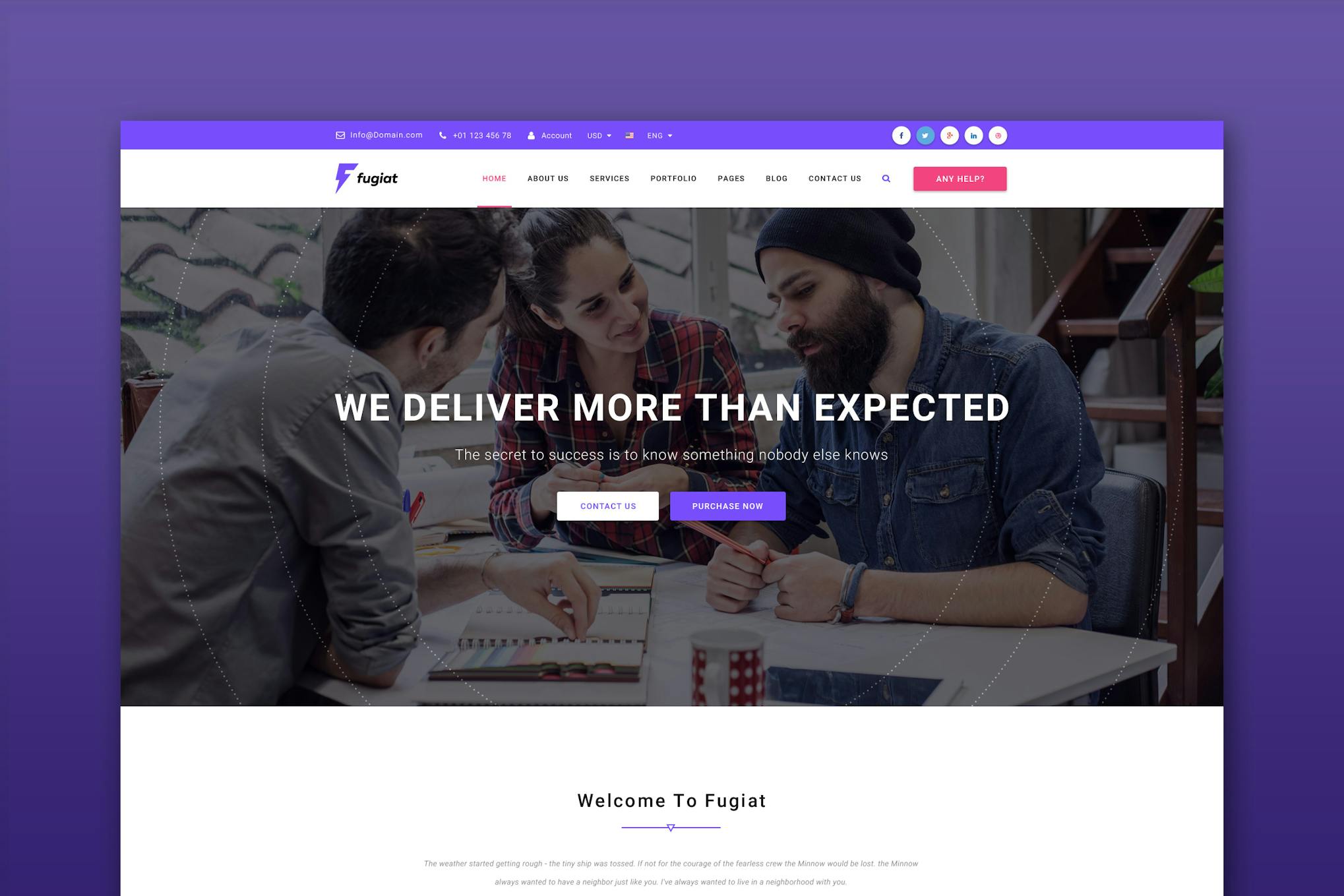 Fugiat Material Design HTML Template Download for Wordpress