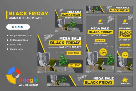 Furniture Black Friday Sale HTML Banner Ads GWD