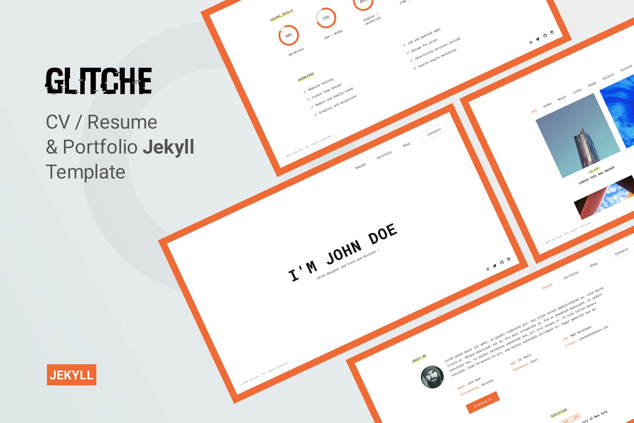 Glitche - Resume CV Portfolio Jekyll Theme