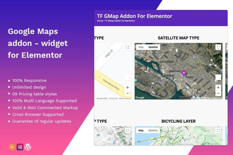Google Maps addon – widget for Elementor