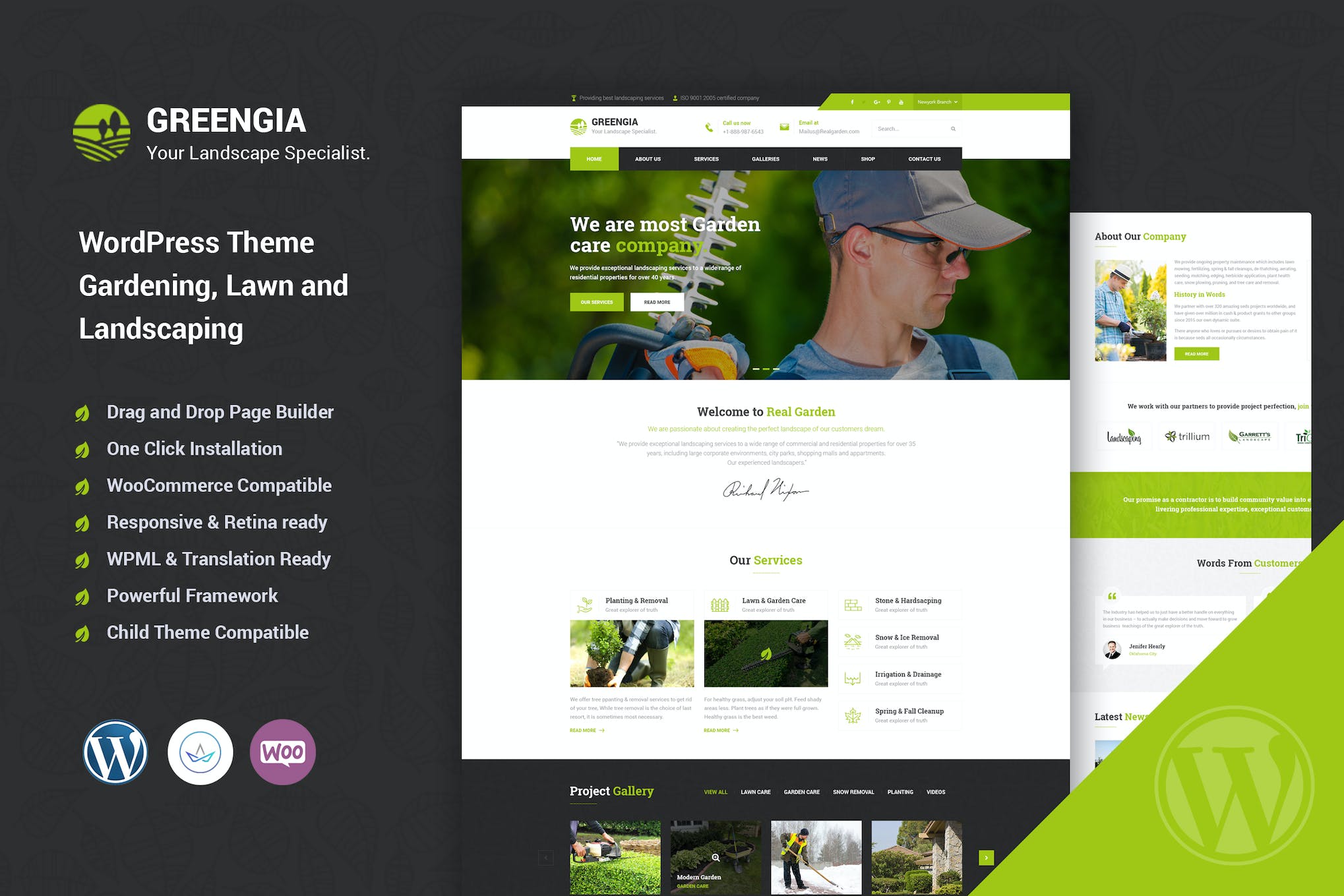Greengia - Gardening Landscaping WordPress Theme 2.5