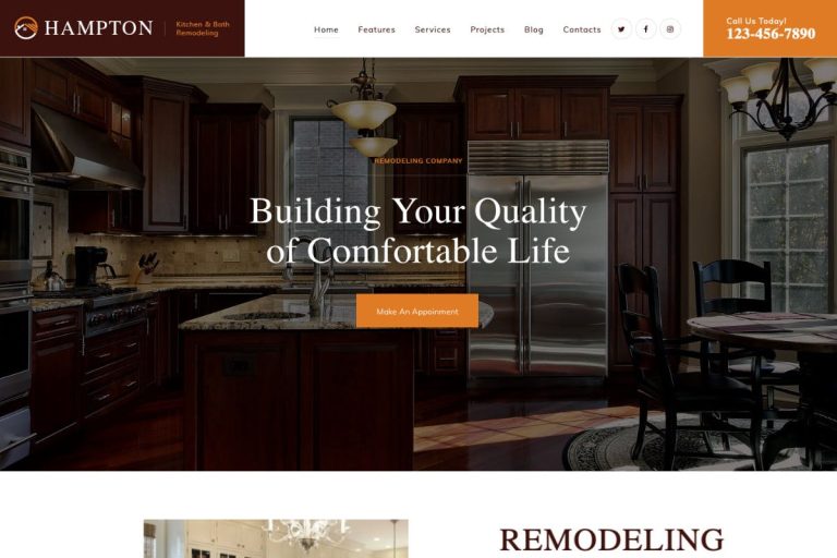 Hampton – Home Design and House Renovation WordPress Theme