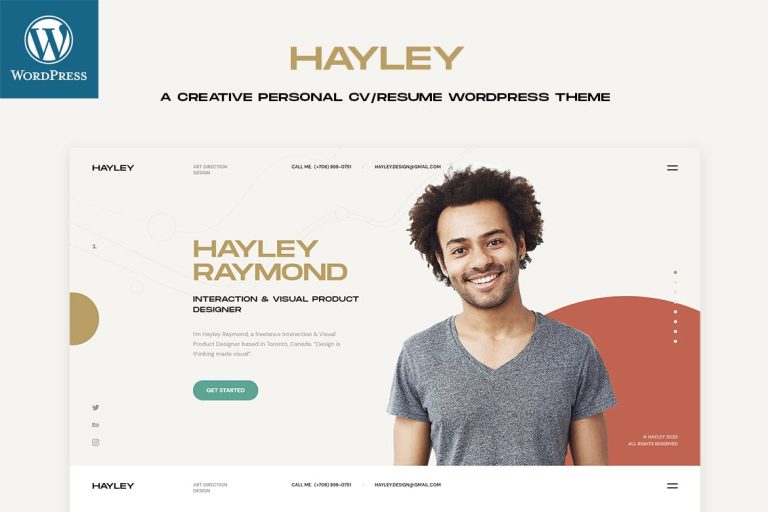 Hayley – Personal CV/Resume WordPress Theme