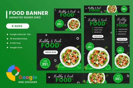 Healthy Fresh Food Google Adwords HTML Banner Ads
