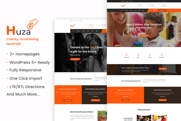 Huza – Charity Fundraising WordPress Theme