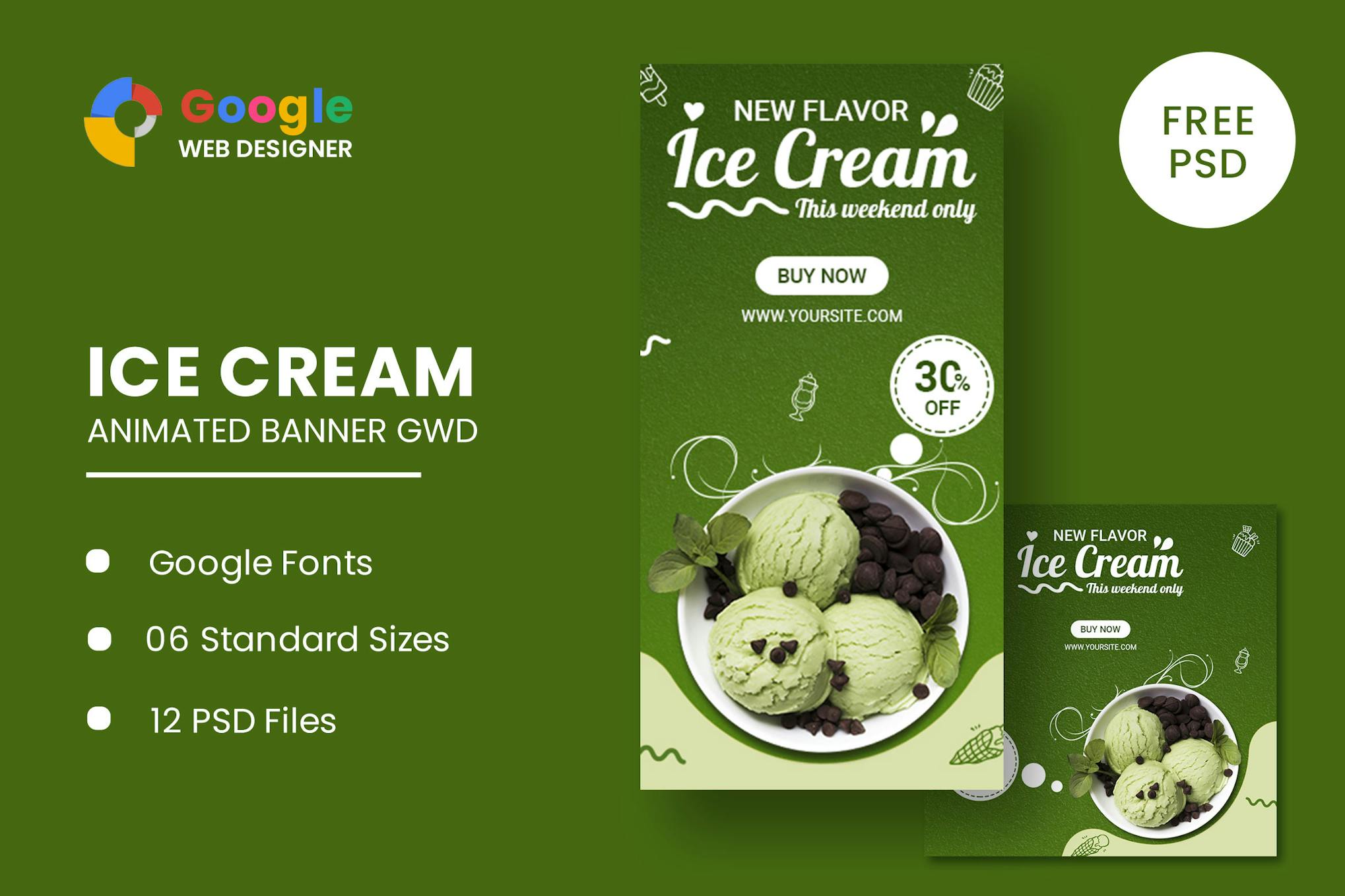 Ice Cream Animated Banner Google Web Designer