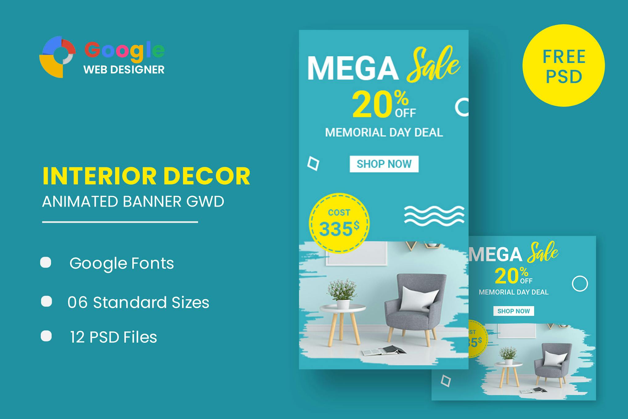 Interior Decor Google Adwords HTML Banner Ads GWD