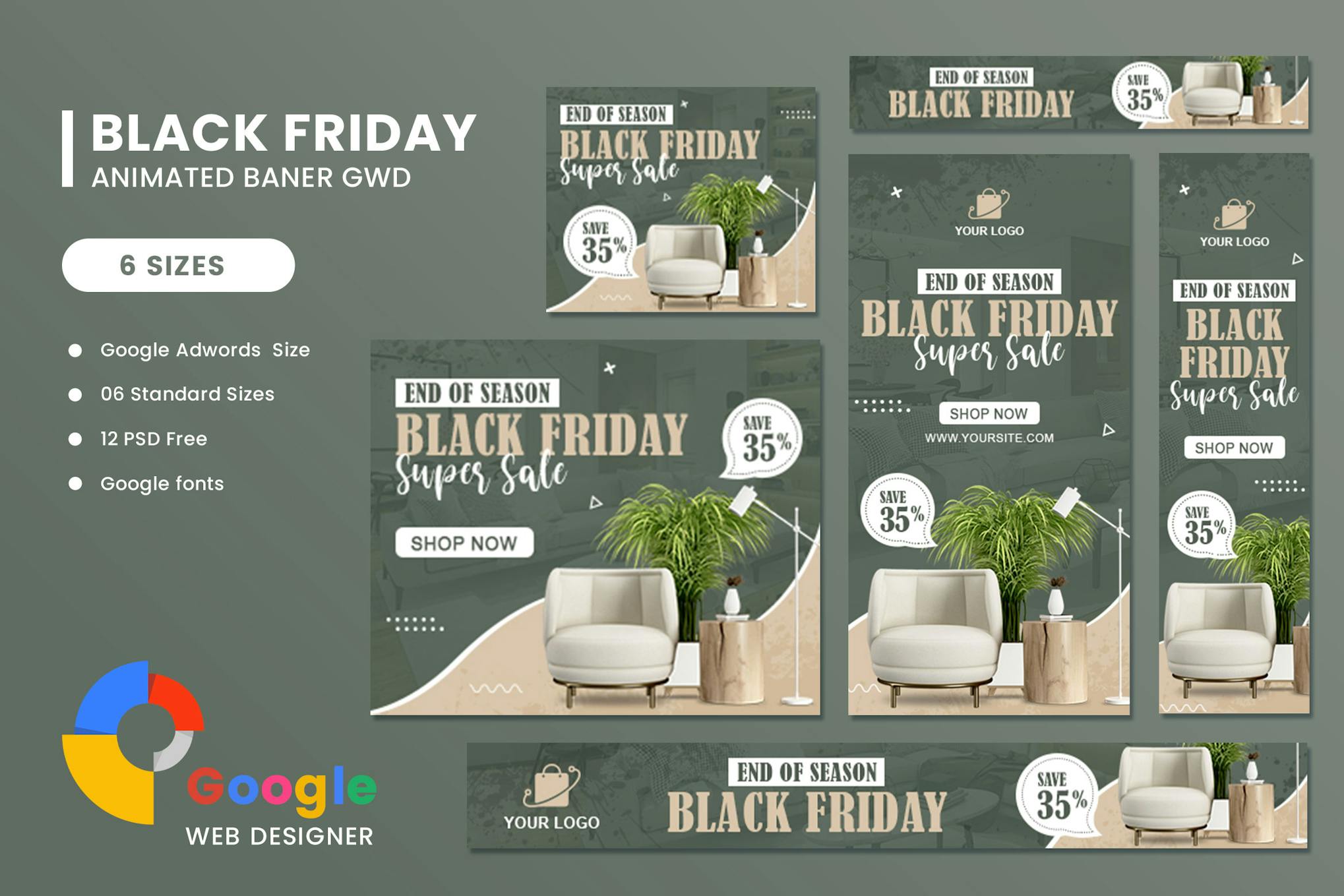 Interior Furniture HTML Banner Ads GWD