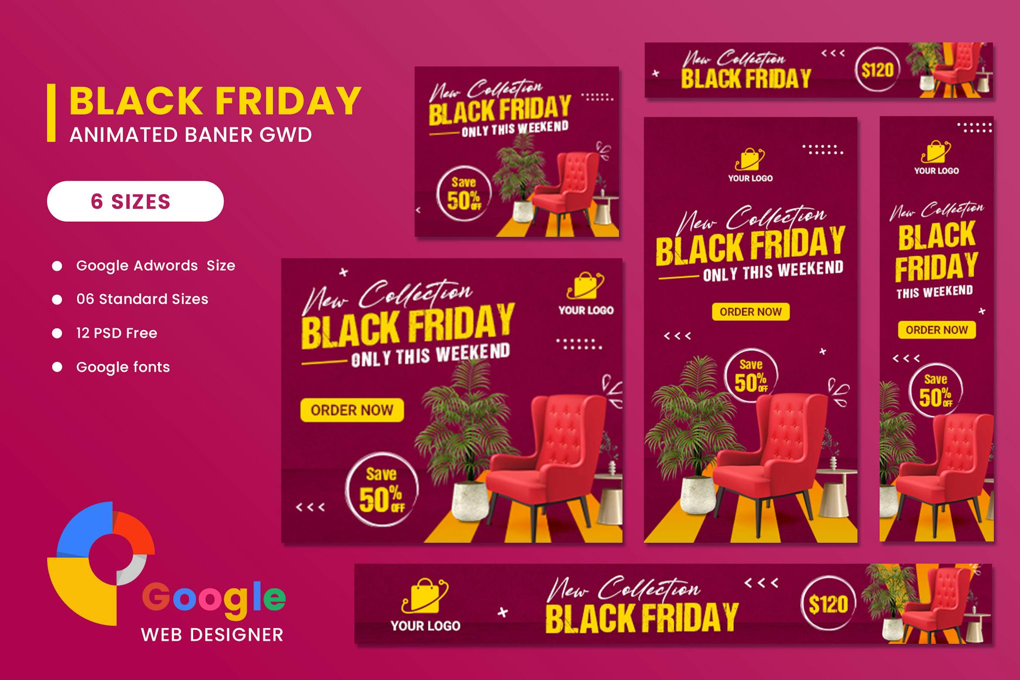 Interior Furniture Sale HTML Banner Ads GWD