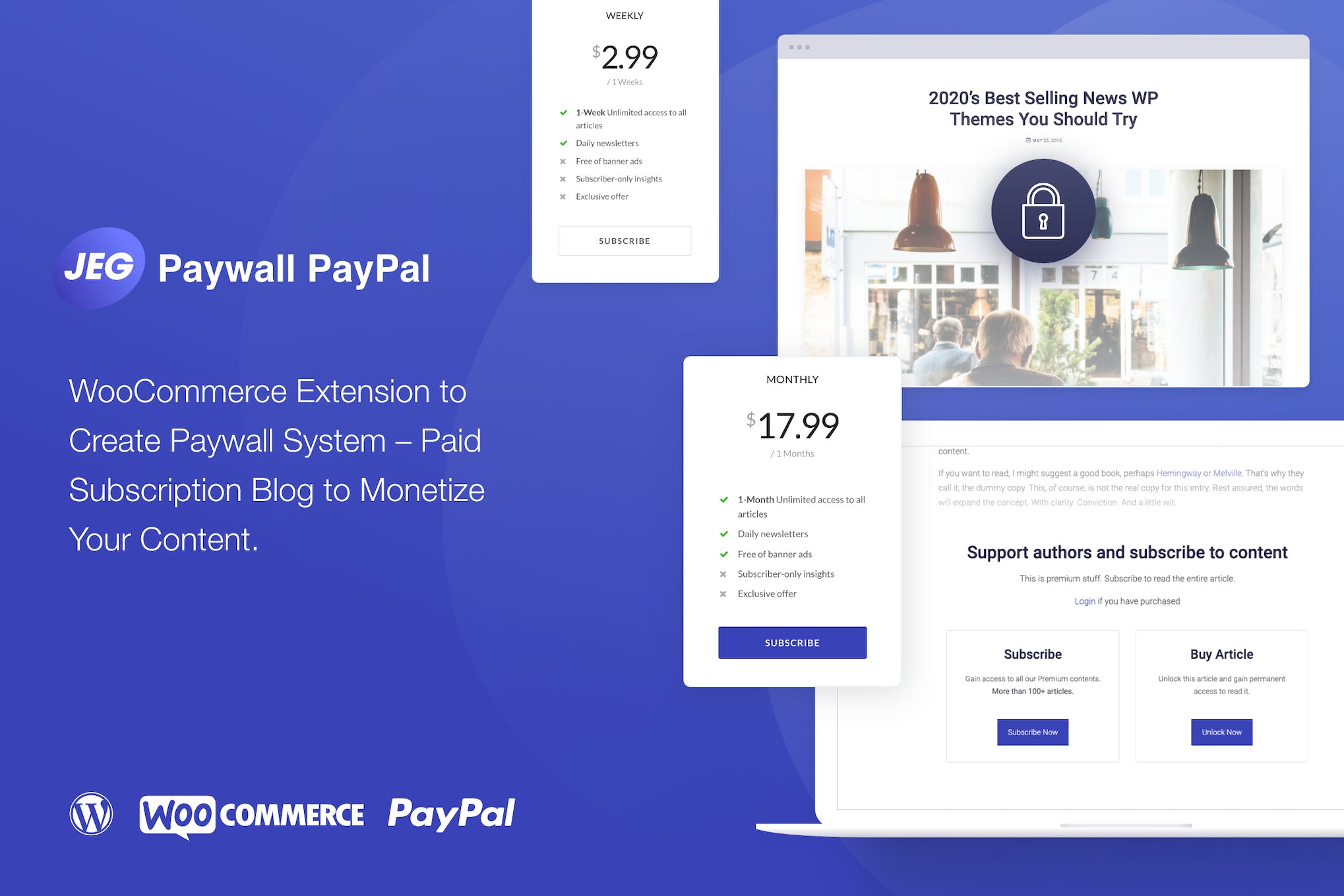 Jeg PayPal Paywall & Content Subscriptions System 1.0.2