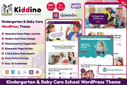 Kiddino- Kids & Kindergarten 1.2.3 WordPress Theme