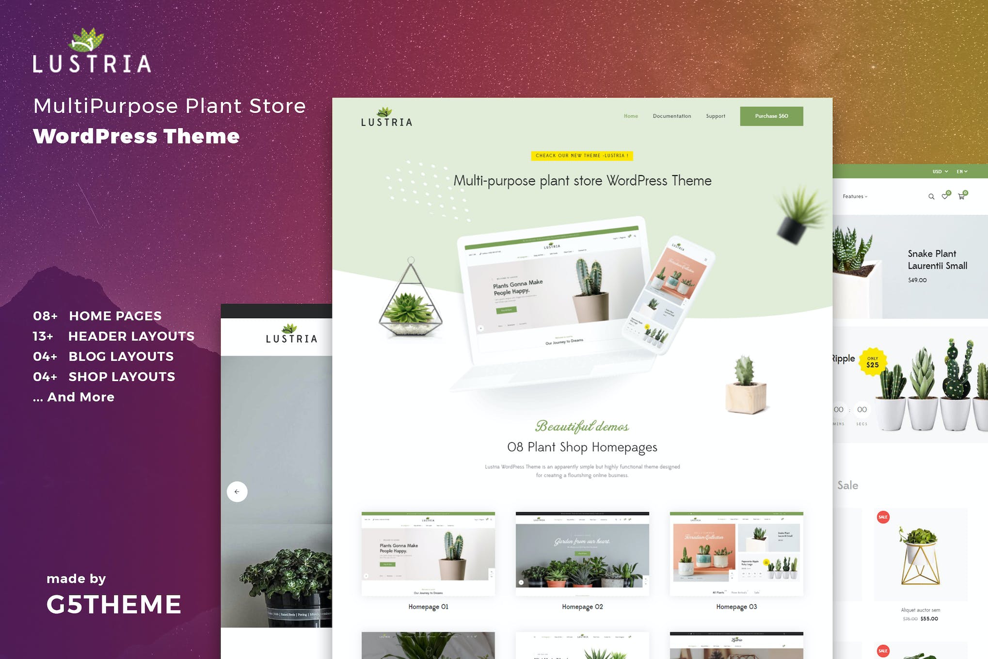 Lustria- MultiPurpose Plant Store 4.3 WordPress Theme