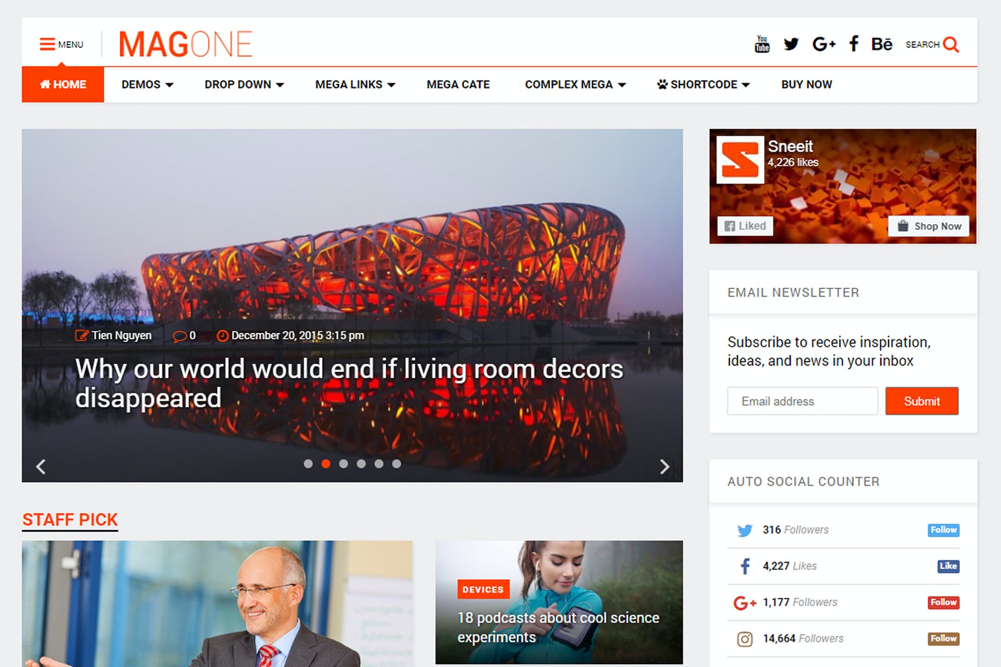 MagOne- Responsive Magazine & News The 8.7 WordPress Theme